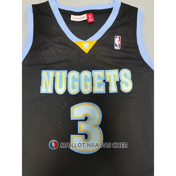 Maillot Denver Nuggets Allen Iverson NO 3 Mitchell & Ness 2006-07 Noir